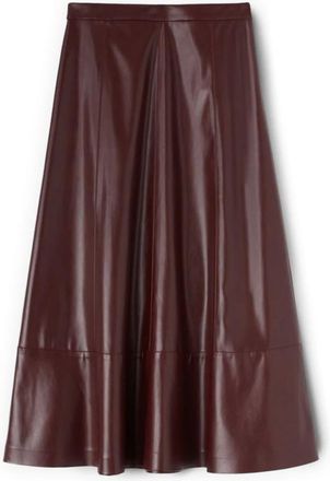 Motivi Uitlopende midi-rok van gecoate stof - Dames - Midirokken - Rood - 2XS - Polyester - Rokken