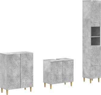 vidaXL Juego De Armarios De Ba&ntilde;o De 3 Piezas Delft Gris Hormig&oacute;n Vidaxl