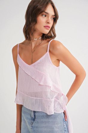 Mixray Rimpelige Textuur V-Hals Crop Top
