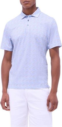 Bugatchi Victor OoohCotton Leaf Print Polo in Air Blue at Nordstrom, Size Xxx-Large