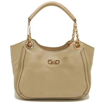 Ferragamo Pre-owned Handbags, female, Beige, Size: ONE SIZE Pre-owned Leather Handbag