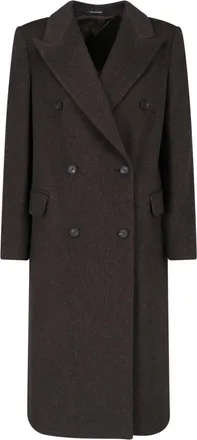 Tagliatore Double-Breasted Virgin Wool Coat with Notched Lapel and Elegant Belt