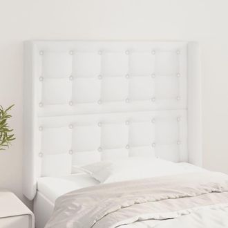 vidaXL Cabecero Con Orejas De Cuero Sint&eacute;tico Blanco 83x16x118/128 Cm Vidaxl