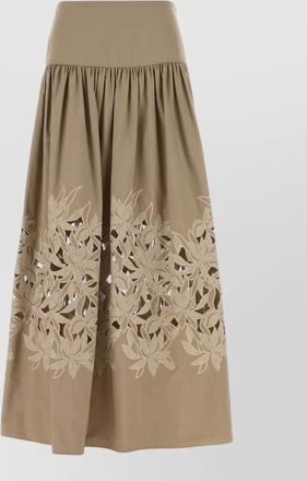 Agnona poplin skirt a line high waist midi