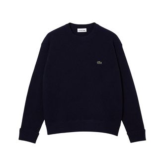 Lacoste blauwe overhemden - Dames - Ronde hals truien - Blauw - XL - Wol - Truien & Vesten