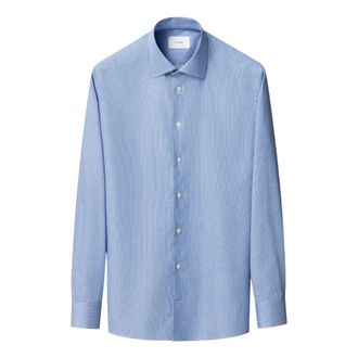 Eton Formal Shirts, male, Blue, Size: 2XL Fine Striped Signature Twill Shirt