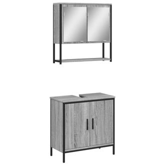 Berkfield Home 2 Piece Bathroom Furniture Set Grey Sonoma Engineered Wood