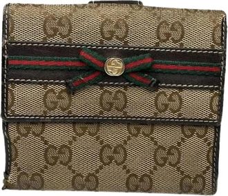 Gucci Pre-owned Leren Portemonnee - Dames - Vintage Accessoires - Beige - ONE Size - Leer - Vintage