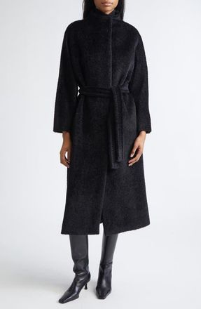 Max Mara Ferito Alpaca & Virgin Wool Blend Coat in Black at Nordstrom, Size 16