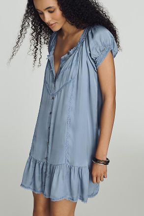 Anthropologie Amber Short-Sleeve Silken Mini Dress