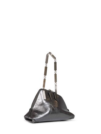 The Attico Womens Clutch Bag La Scala Dark Grey Laminated Leather Calf Handbags Hand