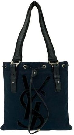 Saint Laurent Pre-owned Tote Bags, male, Black, Size: ONE SIZE Pre-owned Leather Tote Bag