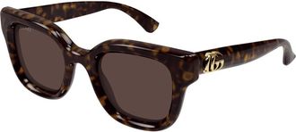 Gucci Vierkante Cat-eye Zonnebril - Dames - Zonnebrillen - Bruin - 49 MM - Accessoires