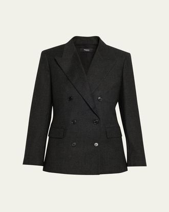 Theory Double-Breasted Wool Tuxedo Jacket