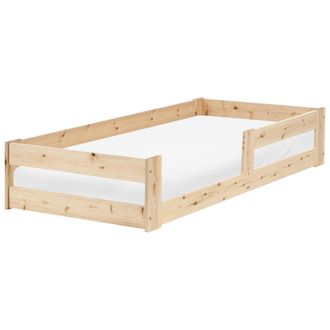 Beliani Cama De Suelo Infantil De Madera De Pino Con Somier De L&aacute;minas Marr&oacute;n Claro 90 X 200 Cm Primelles