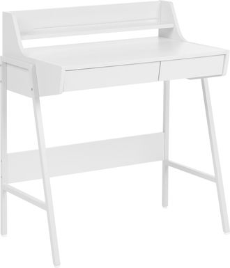 Beliani Escritorio Para Oficina En Casa Con 2 Cajones Tablero De Mdf Estructura De Acero Blanco Broxton