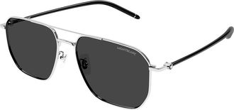 Montblanc MB0367SA Asian Fit 002 Mens Sunglasses Silver Size 60