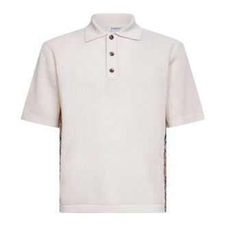 Burberry Polo Shirts, male, Beige, Size: XL Textured Knit Polo Shirt