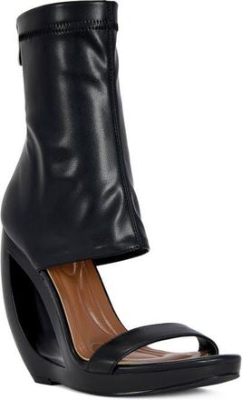Azalea Wang Dumisani Bootie Wedge Sandal in Black at Nordstrom, Size 8.5