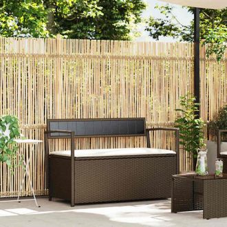 vidaXL Vidaxl - Panca Portaoggetti da Giardino con Cuscino Marrone Polyrattan