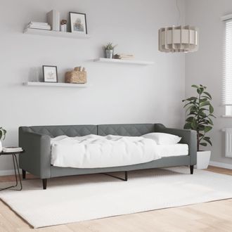 vidaXL Sof&aacute; Cama Con Colch&oacute;n Tela Gris Oscuro 80x200 Cm Vidaxl