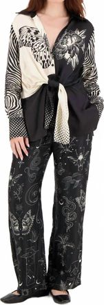 Me369 Reyna Tie Waist Shirt In Black Magic