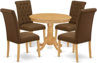 East West Furniture Dining Room Set Oak, ANBR5-OAK-18