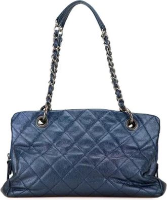 Chanel Pre-owned Tote Bags, female, Blue, Size: ONE SIZE Pre-owned Leather totes