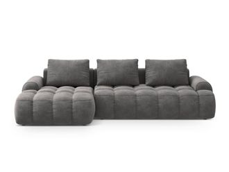 Cosmopolitan Design Sof&aacute; cama esquinero izquierdo con ba&uacute;l 3 plazas terciopelo gris
