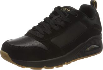 Skechers Womens UNO Sneaker, Black Suede/Duraleather/Webbing Trim,4 UK medium