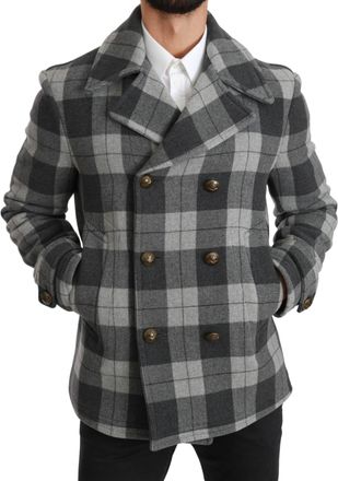 Dolce & Gabbana Gray Check Wool Cashmere Coat Mens Jacket