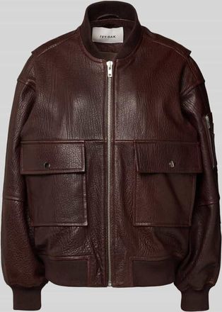 IVY OAK Lederjacke aus echtem Leder mit Pattentaschen Modell LARA in Bordeaux, Größe L