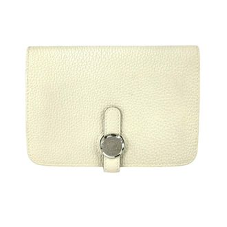 Herm&egrave;s White Taurillon Clemence Leather Wallet (Bi-Fold) (Pre-Owned)