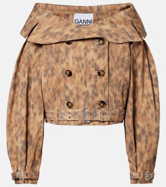 Ganni Printed cotton-blend jacket