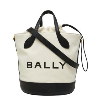 Bally Black White Canvas Leather Tote Bag (Pre-Owned)