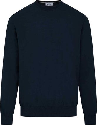 Aquascutum Crewneck Sweater - Heren - Sweatshirts - Blauw - M - Katoen - Hoodies & sweatvesten