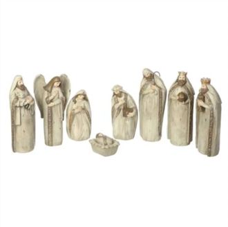 Allstate Floral Antiqued Nativity Set In Beige