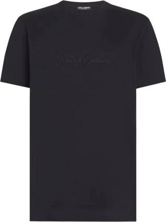 Dolce & Gabbana T-shirt met geborduurd logo - Heren - T-shirts - Zwart - L - Tops