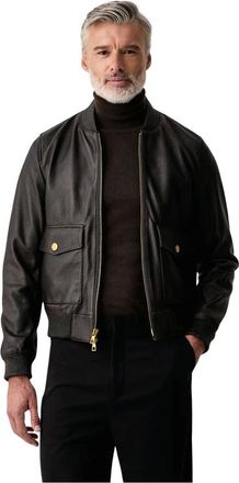 Michael Kors Pebbled Leather Bomberjack - Heren - Jassen - Bruin - Maat: L Leer