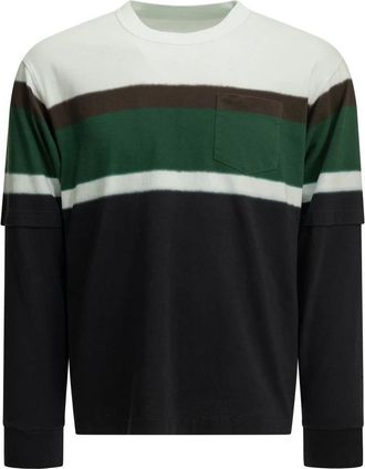 sacai Felpa a righe in jersey di cotone - - Sweatshirts & Hoodies - Uomo - Multicolore - M