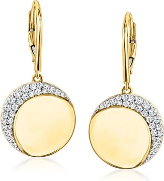 Ross-Simons Diamond Crescent Moon Drop Earrings in 18kt Yellow Gold