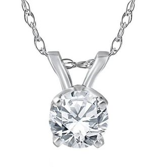 Pompeii3 3/4 ct Diamond Solitaire Pendant 14K White Gold Certified
