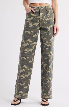 Hidden Jeans Low Slung Camo Baggy Jeans in Olive at Nordstrom, Size 28