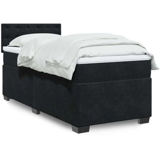vidaXL Cama Box Spring Con Colch&oacute;n Terciopelo Negro 100x200 Cm Vidaxl