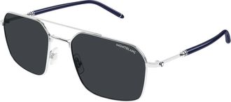 Montblanc Pilotenzonnebril - Heren - Zonnebrillen - Grijs - 58 MM - Accessoires