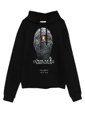 Ih Nom Uh Nit Black Graphic Printed Cotton Hoodie
