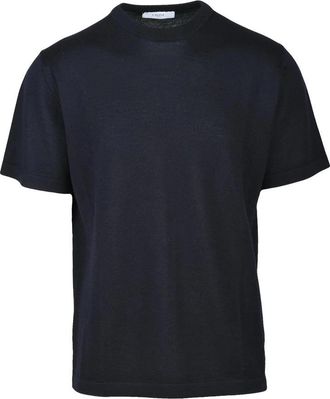 Cruna Navy Virgin Wool Mens Under Jacket Sweater