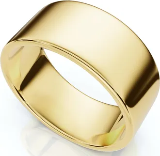 Pompeii3 9mm Flat High Polished Wedding Band 10K Yellow Gold Size Selectable