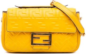 Fendi Pre-owned Fendi Zucca Embossed Leather Chain Midi Baguette Ladies 8BR793 AH9C 219 10429