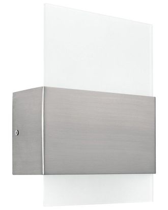 Eglo Eglo Nikita 1 Light Integrated Led Wall Light With Matte Nickel Finish & Satin Glass